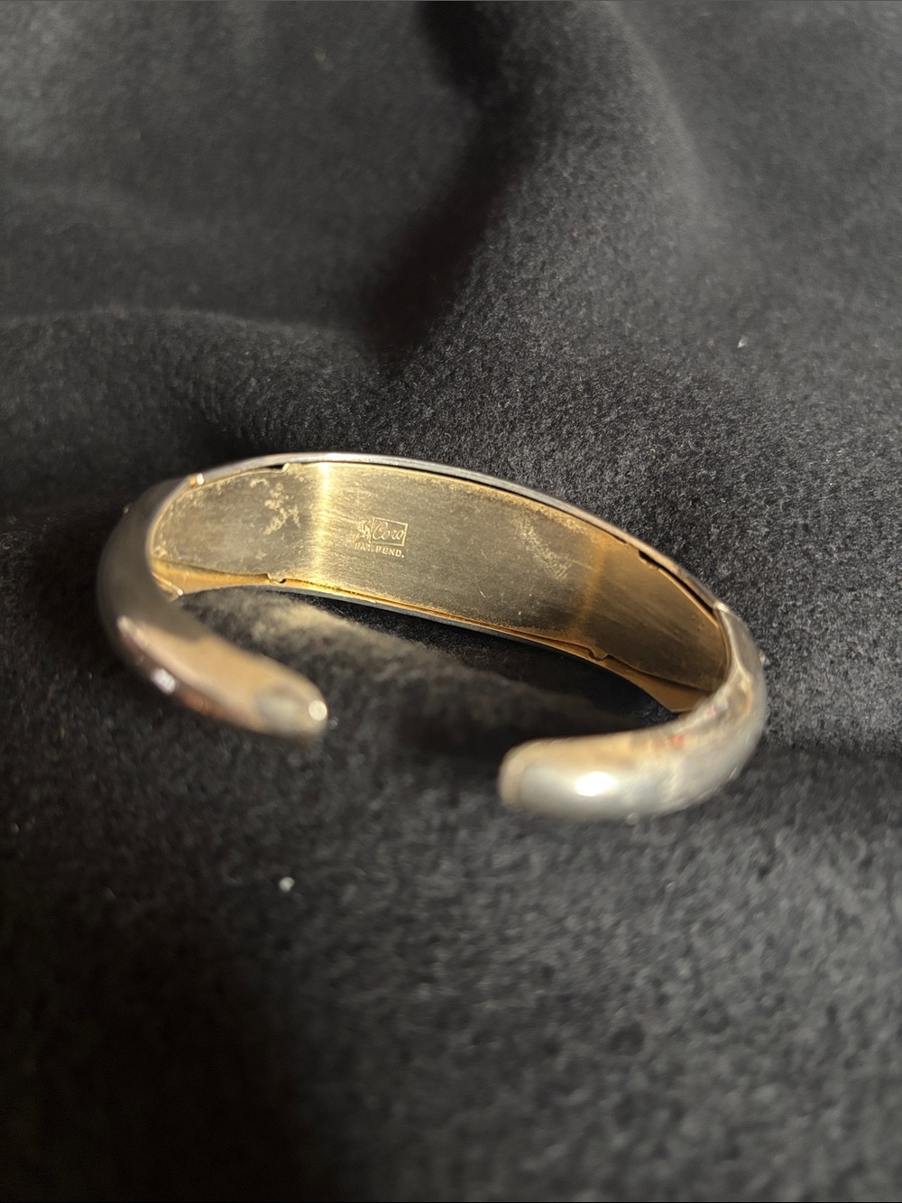 Vintage Coro Rare Gold Tone with purple flower Clamper Cuff Bangle Bracelet - Picture 5 of 5